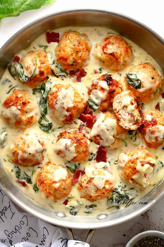 Baked Chicken Ricotta Meatballs with Rice
